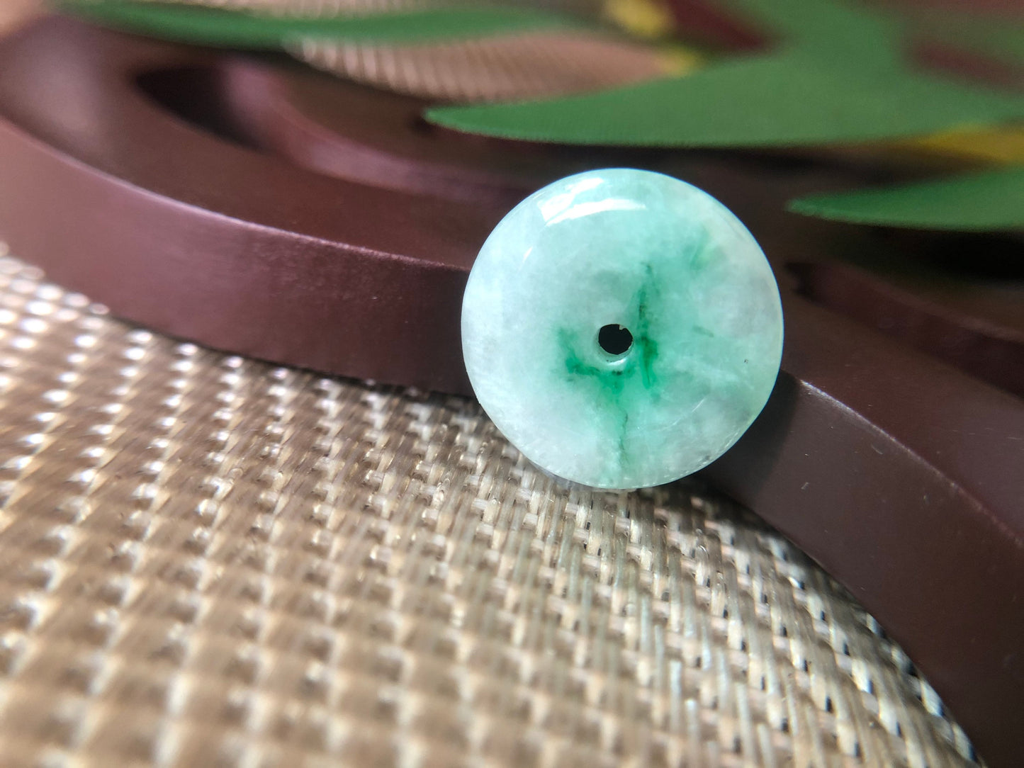 Natural Moss on Snow Halo Jadeite Pendant