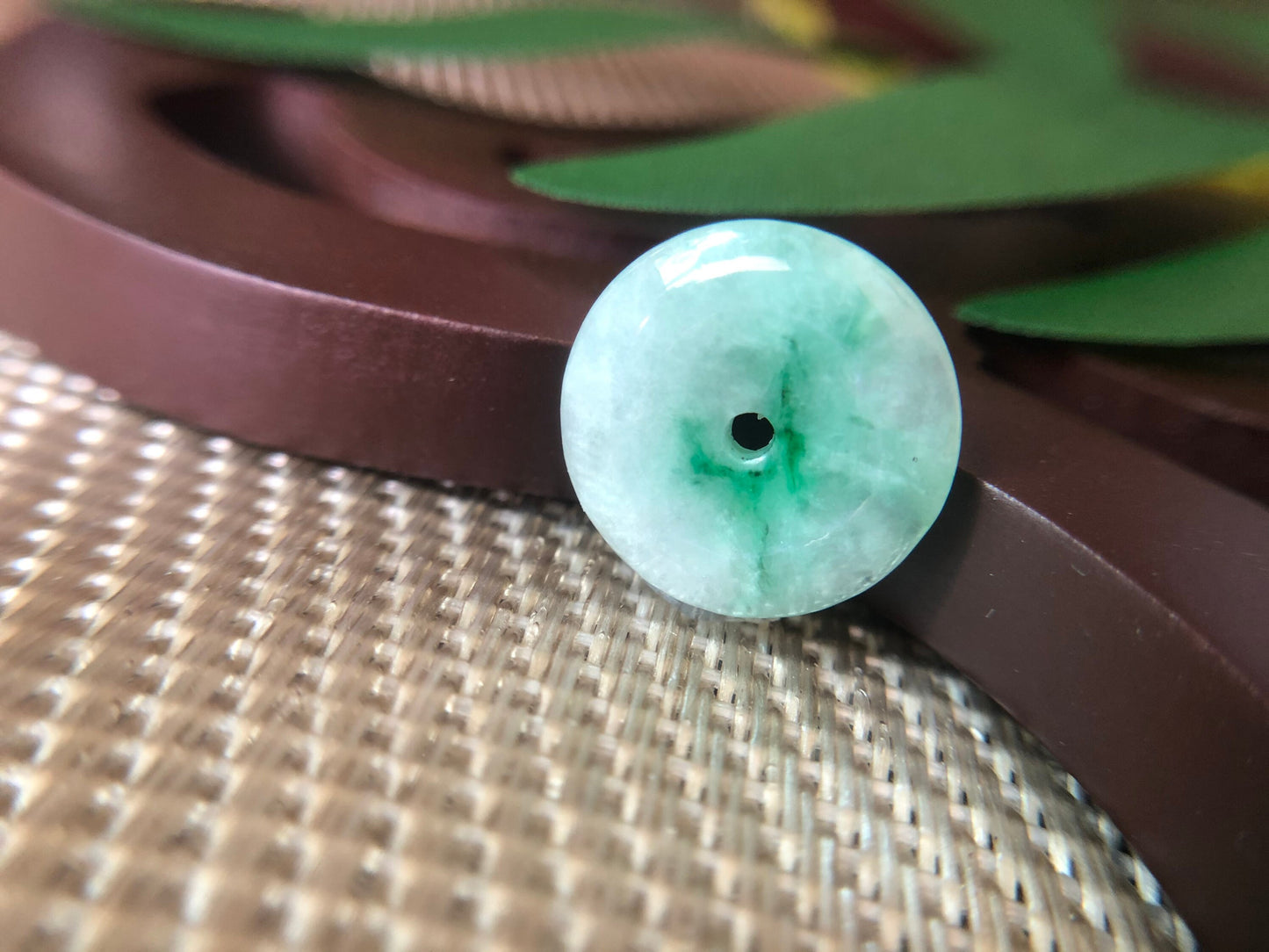 Natural Moss on Snow Halo Jadeite Pendant