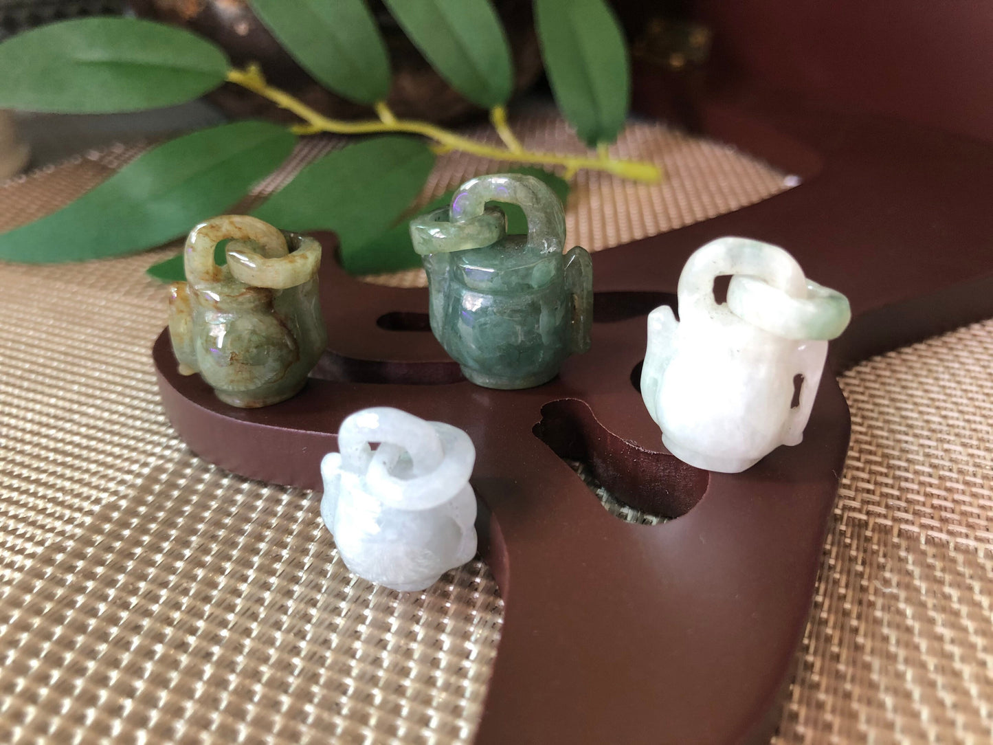 Moss Green Jadeite Jade Teapot Pendant