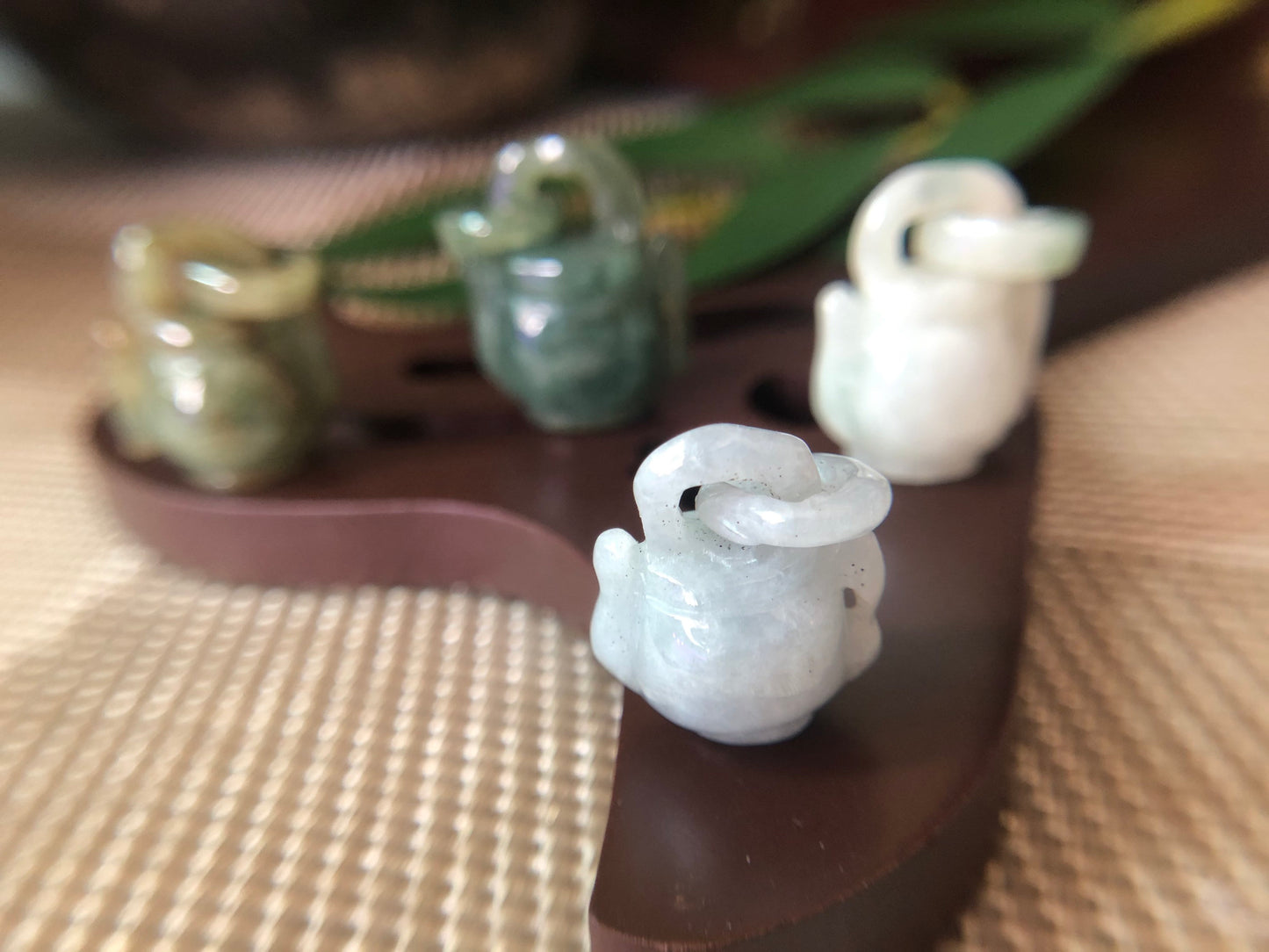 Moss Green Jadeite Jade Teapot Pendant