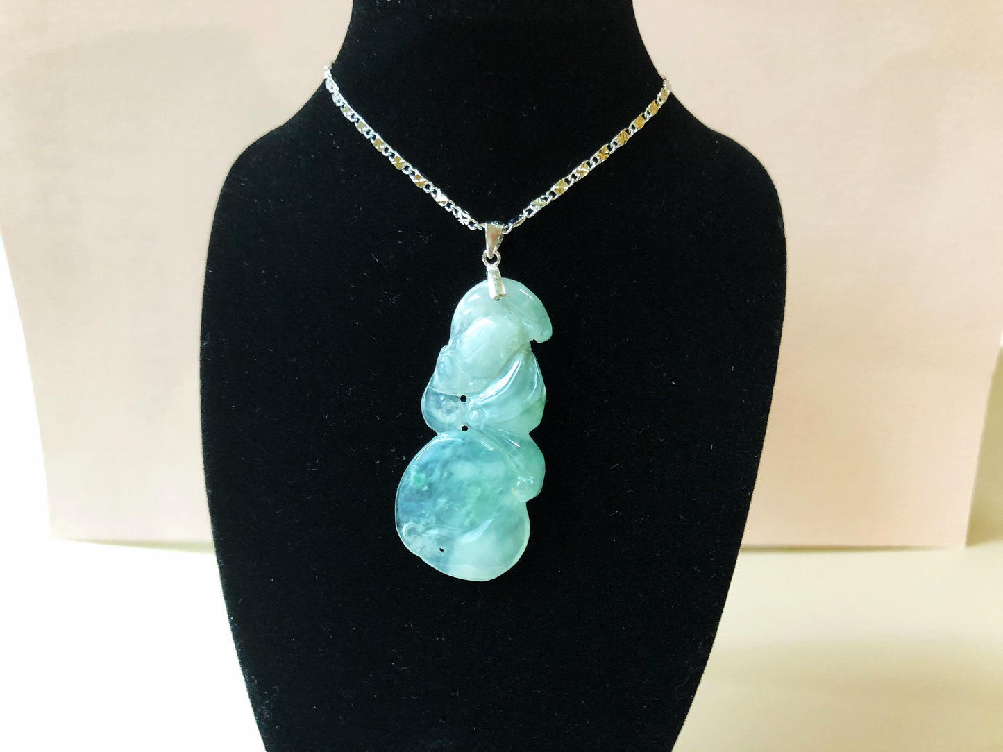 Natural Jadeite Peach Bat Silver Necklace Pendant