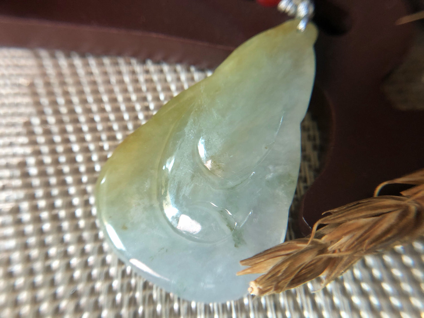 Icy Yellow Jade Lotus Flower Pendant