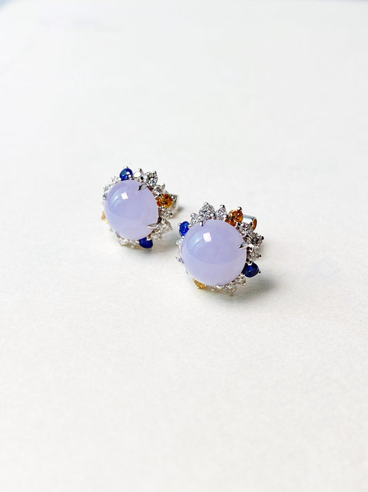 Boucles d’oreilles jadéite lavande glacée