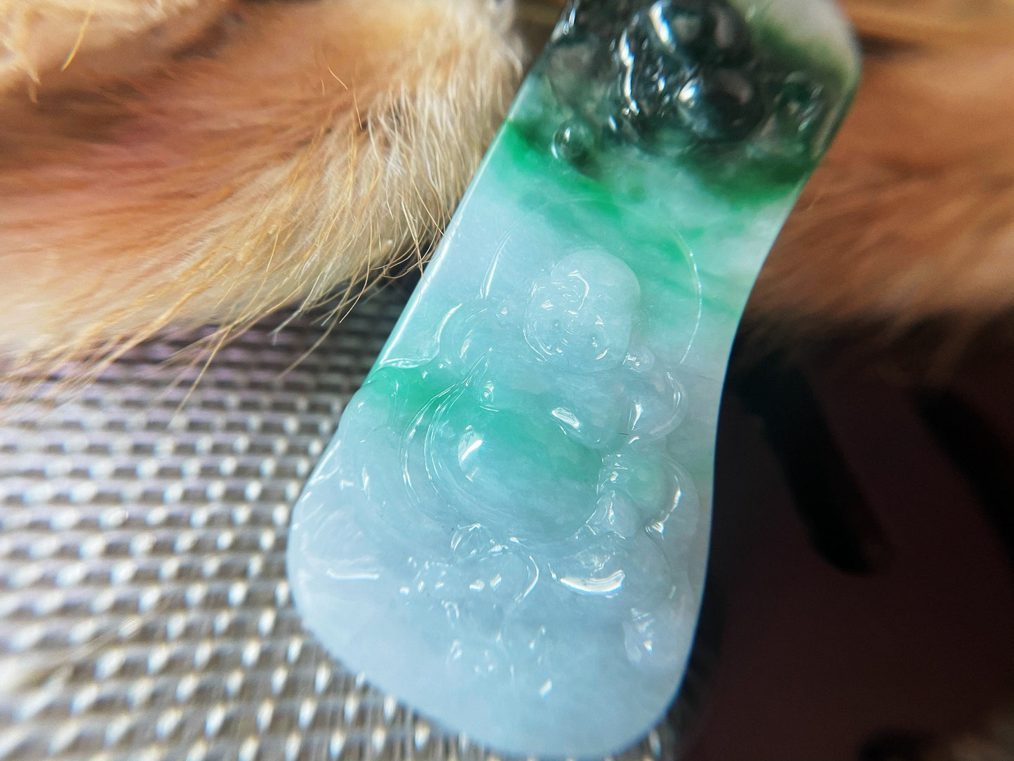 Green Jade Happy Buddha Pendant