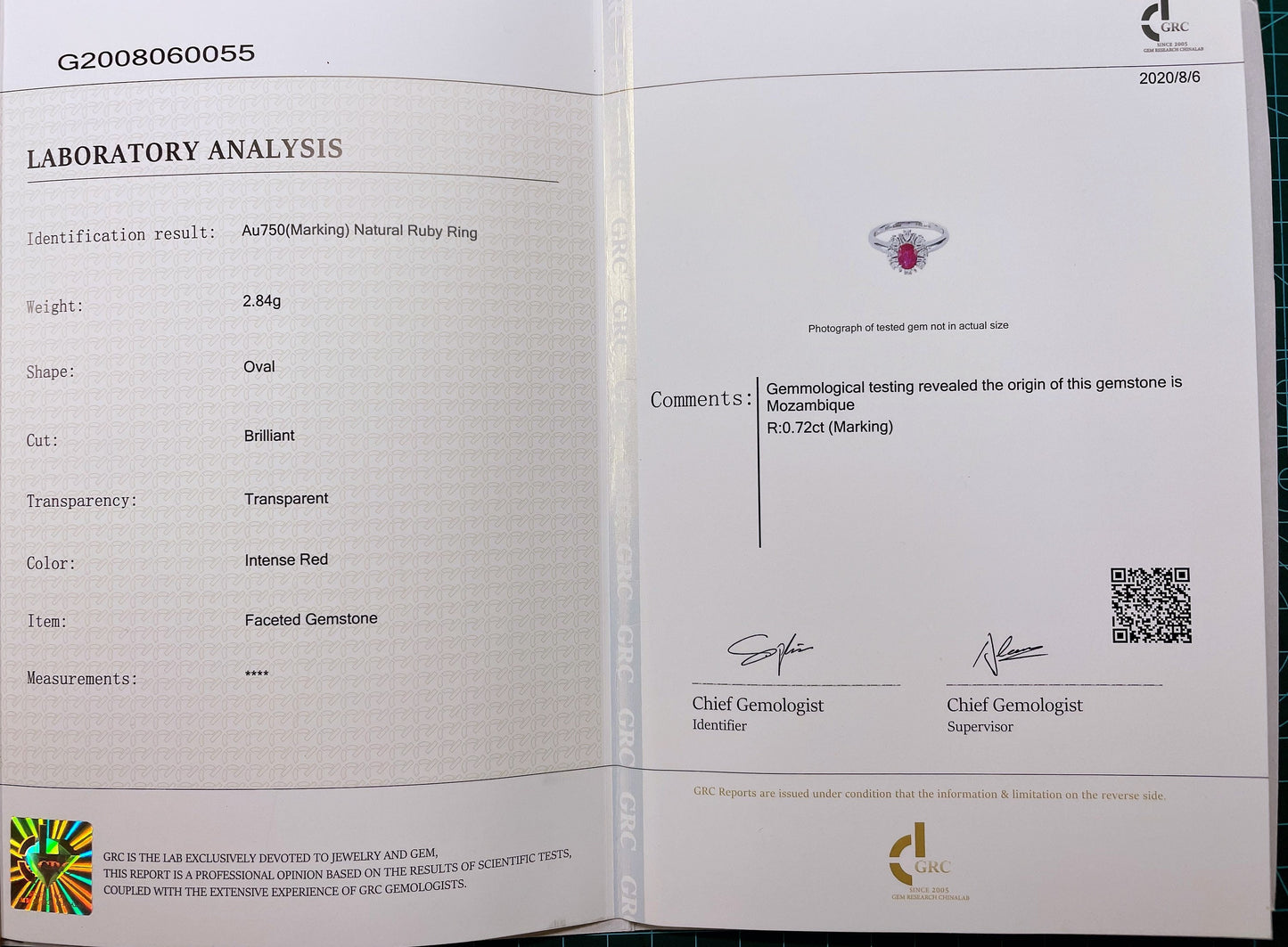 Certified Mozambique Pink Ruby Diamond 18k White Gold Ring