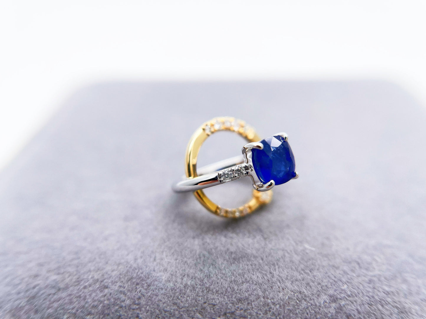 18k Bi-color Gold Blue Sapphire Diamond Galaxy Pendant