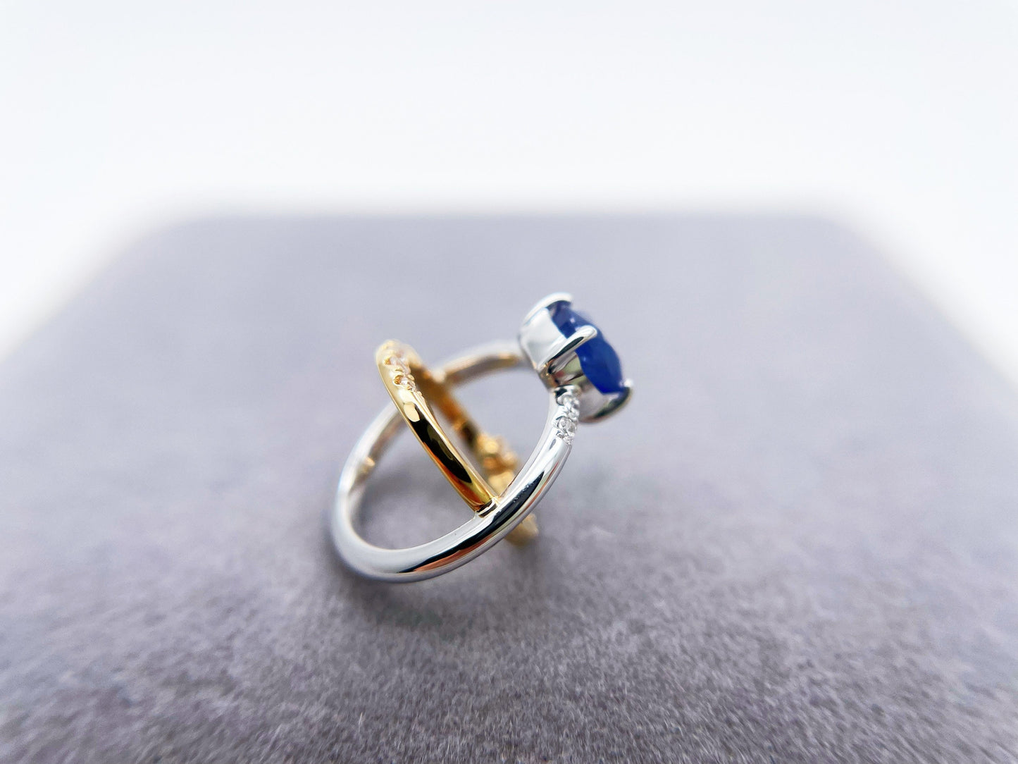 18k Bi-color Gold Blue Sapphire Diamond Galaxy Pendant