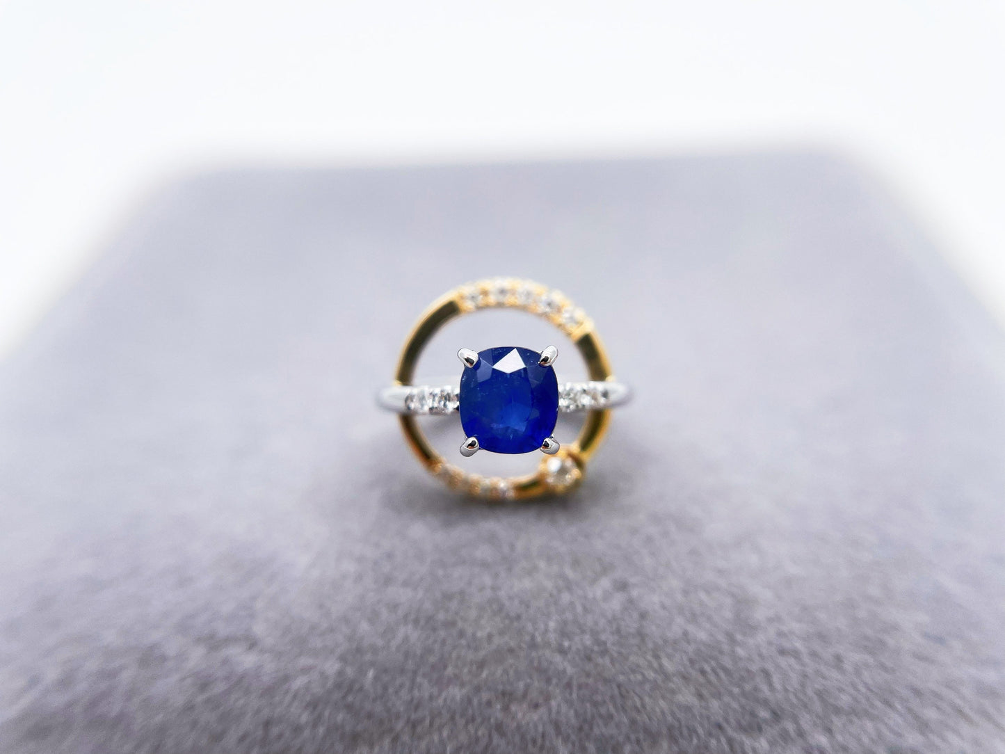 18k Bi-color Gold Blue Sapphire Diamond Galaxy Pendant