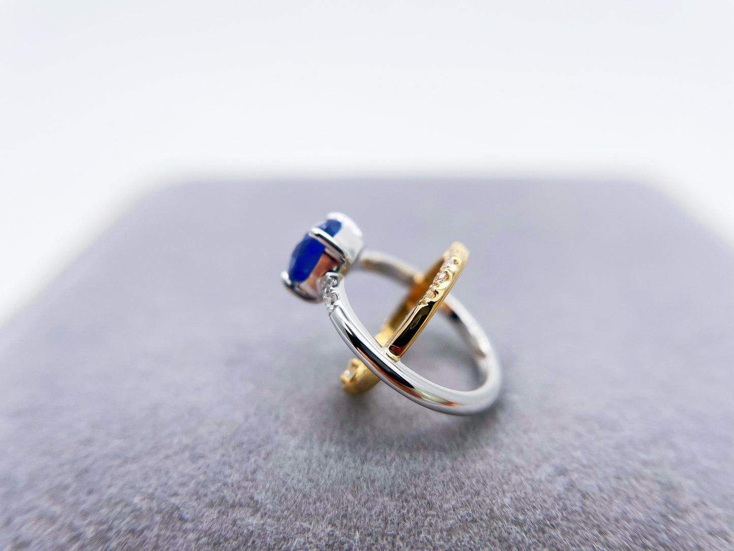 18k Bi-color Gold Blue Sapphire Diamond Galaxy Pendant