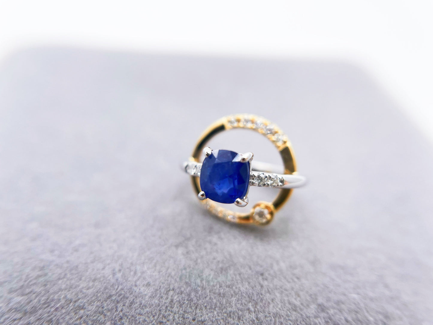 18k Bi-color Gold Blue Sapphire Diamond Galaxy Pendant