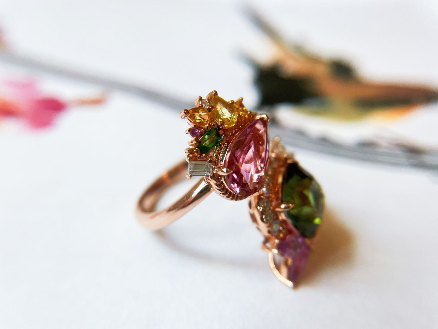 Certified Green Tourmaline Twin Gemstone Ring - October Birthstone