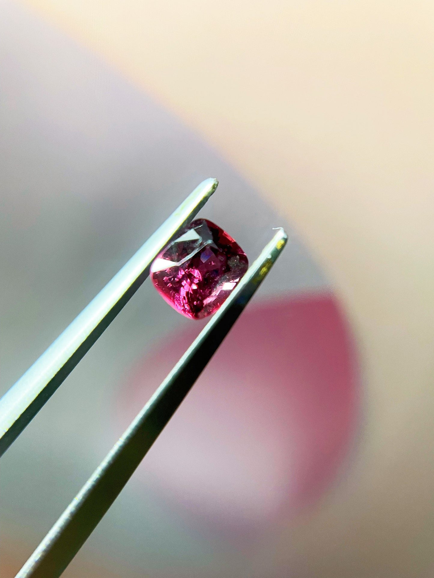 Natural Myanmar Cushion Cut Purplish Red Spinel