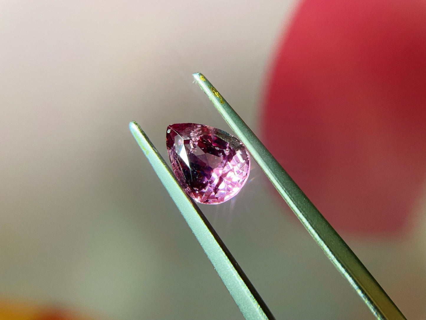 Natural Myanmar Purplish Red Tear Drop Spinel Gemstone