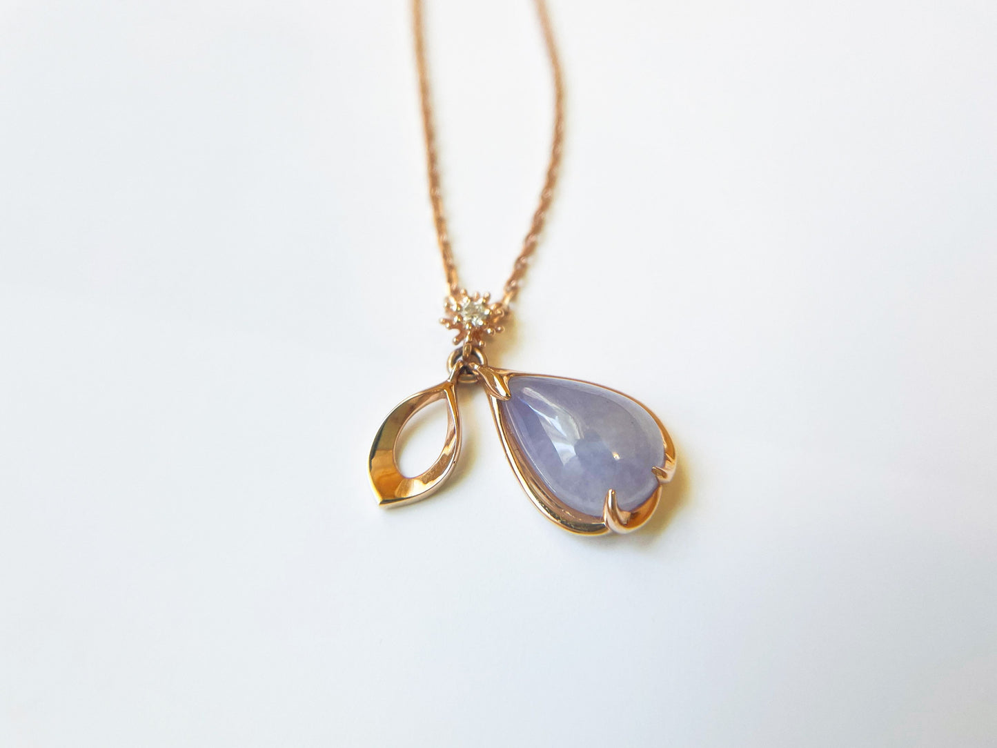 Lavender Jadeite Teardrop Sakura Petal Necklace
