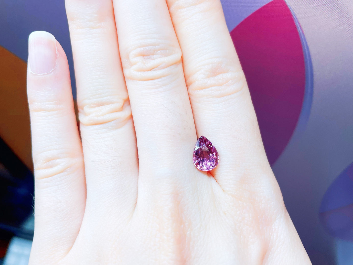 Natural Myanmar Purplish Red Tear Drop Spinel Gemstone
