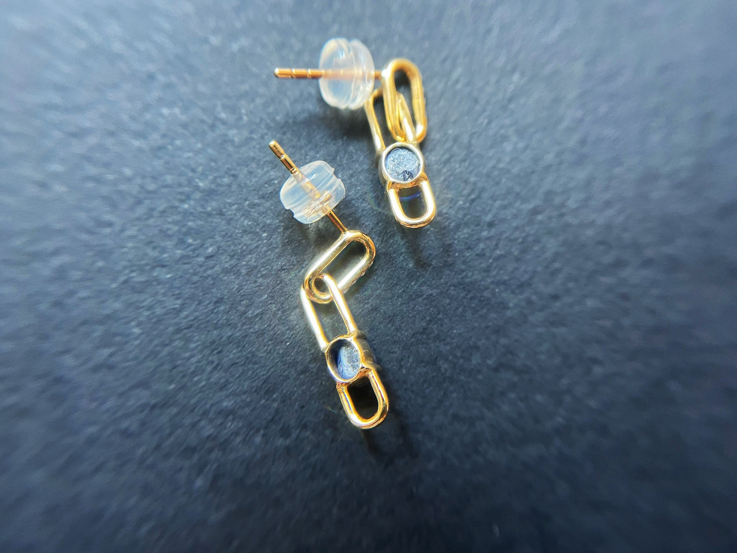 Blue Sapphire Cabochon Diamond 18k Gold Earrings