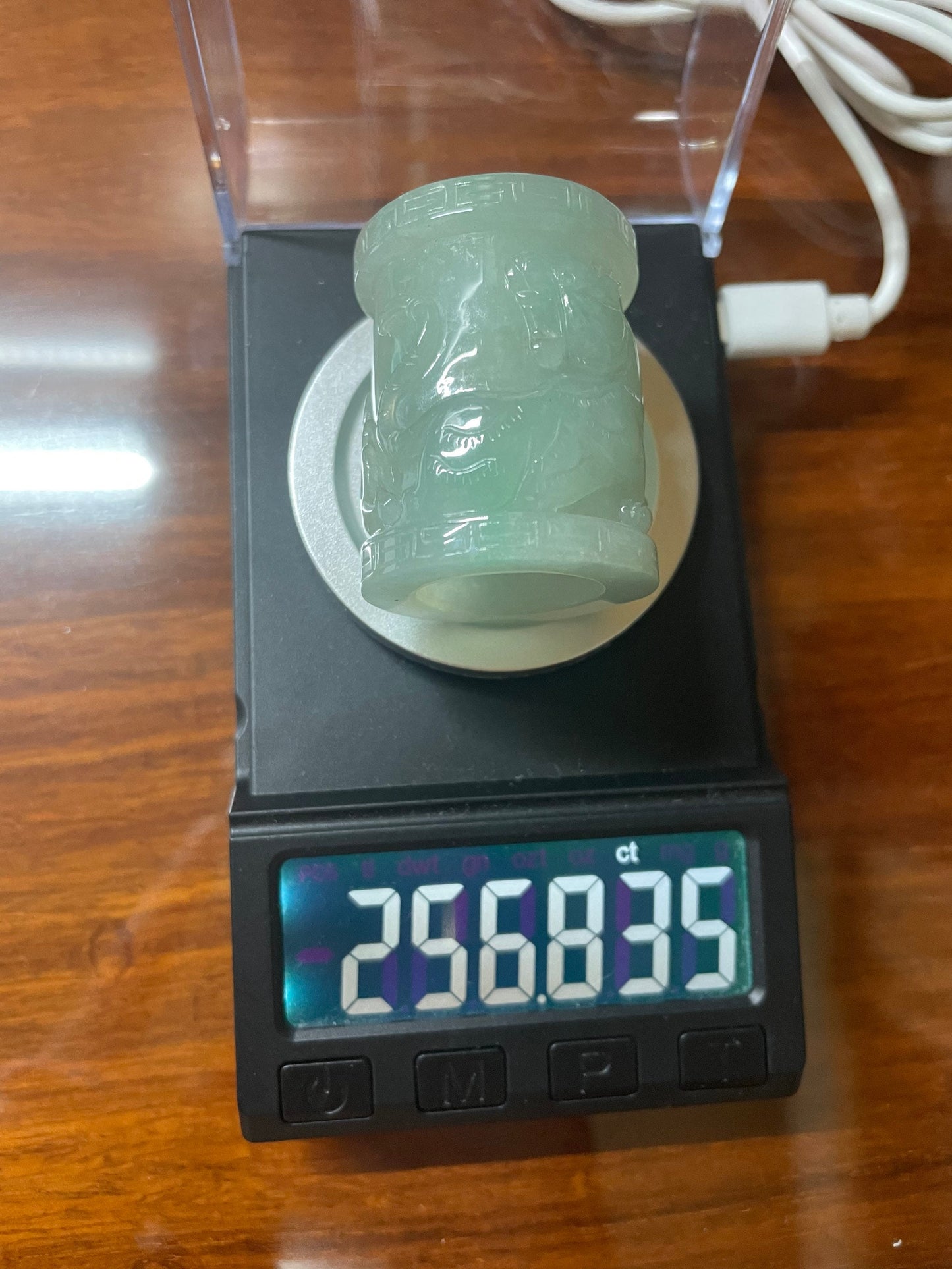 Natural Waxy Icy Jadeite Tiger Thumb Ring