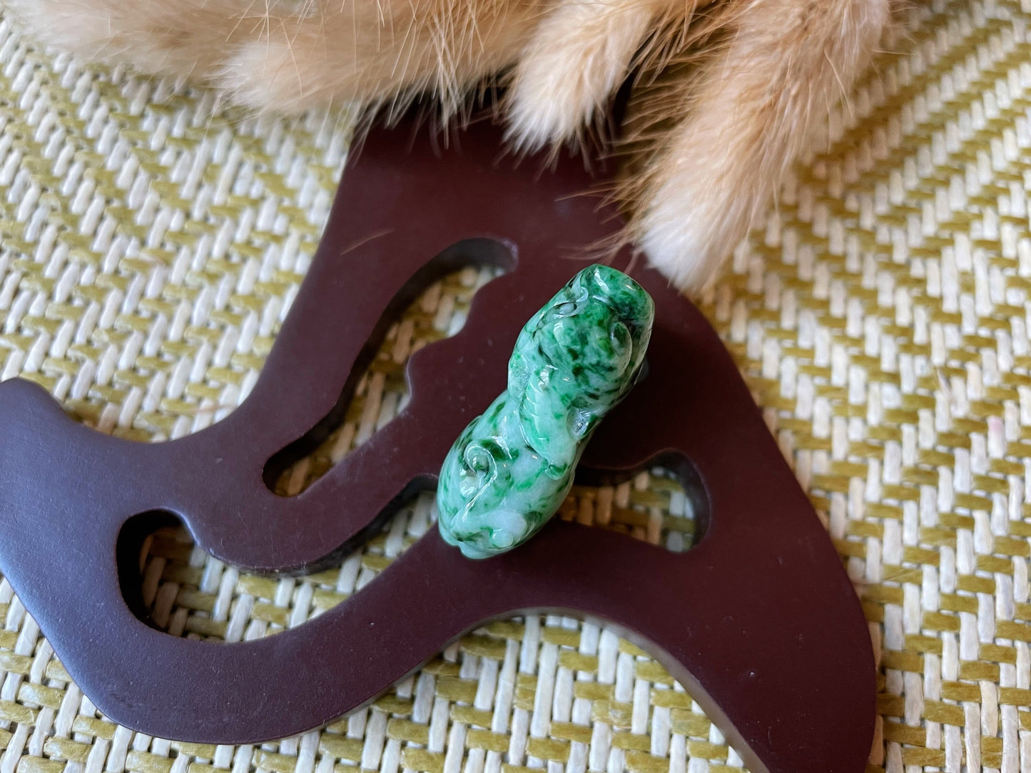 Pixiu Green Jade Pendant - Luck and Prosperity Stone Pendant