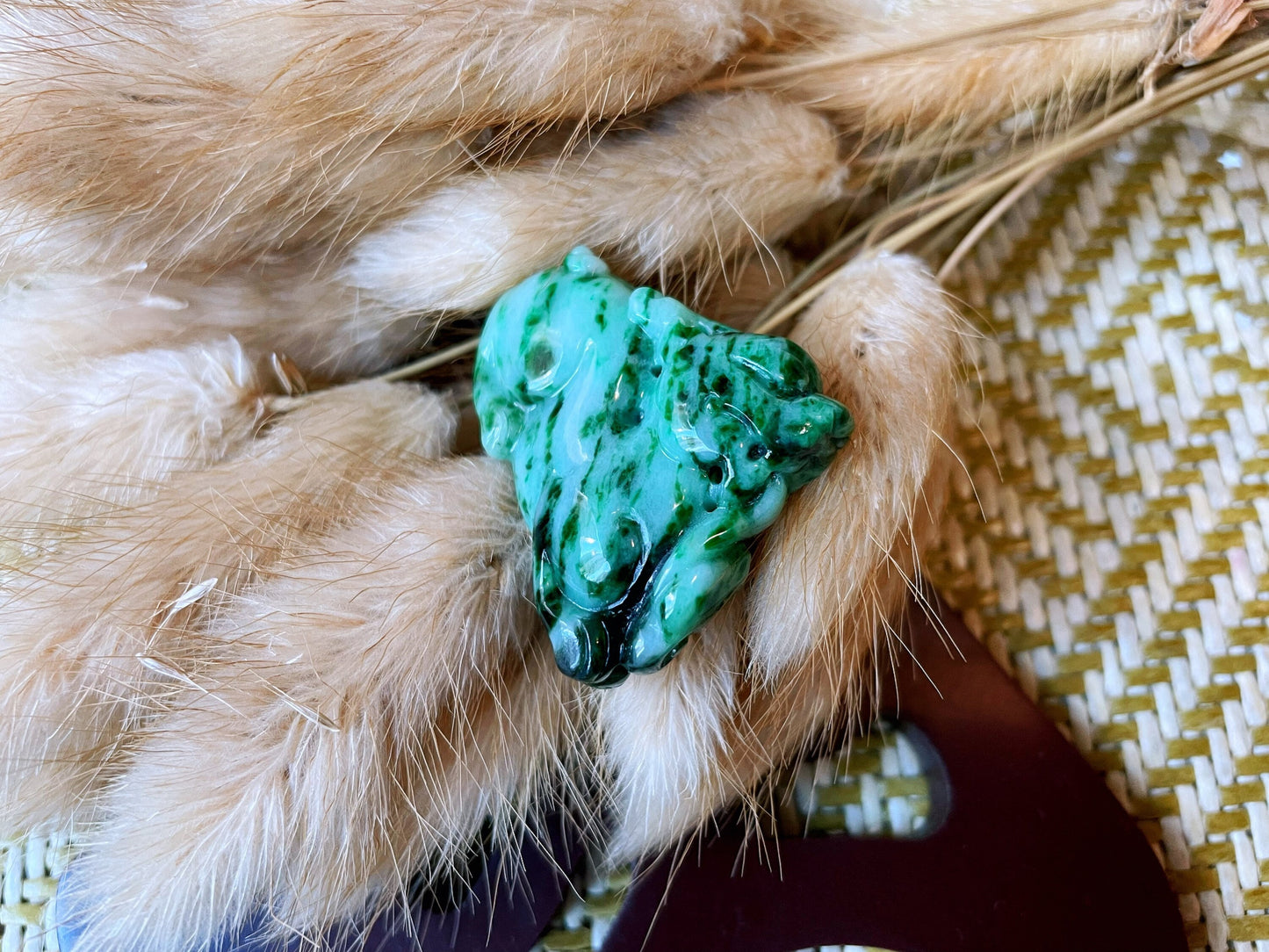 Pixiu Green Jade Pendant - Luck and Prosperity Stone Pendant