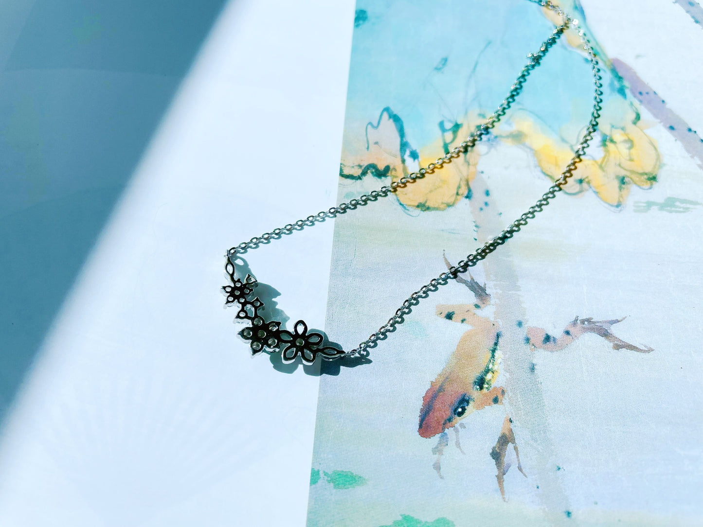 Imperial Green Jade Floral Pendant Necklace Sterling Silver
