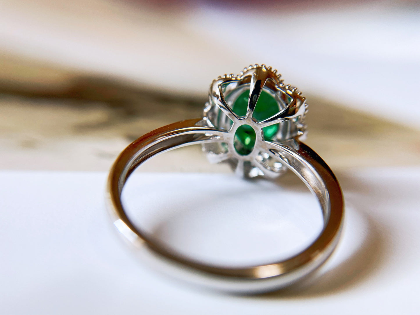 Certified Natural Muzo Green Emerald and Diamond 18k White Gold Ring