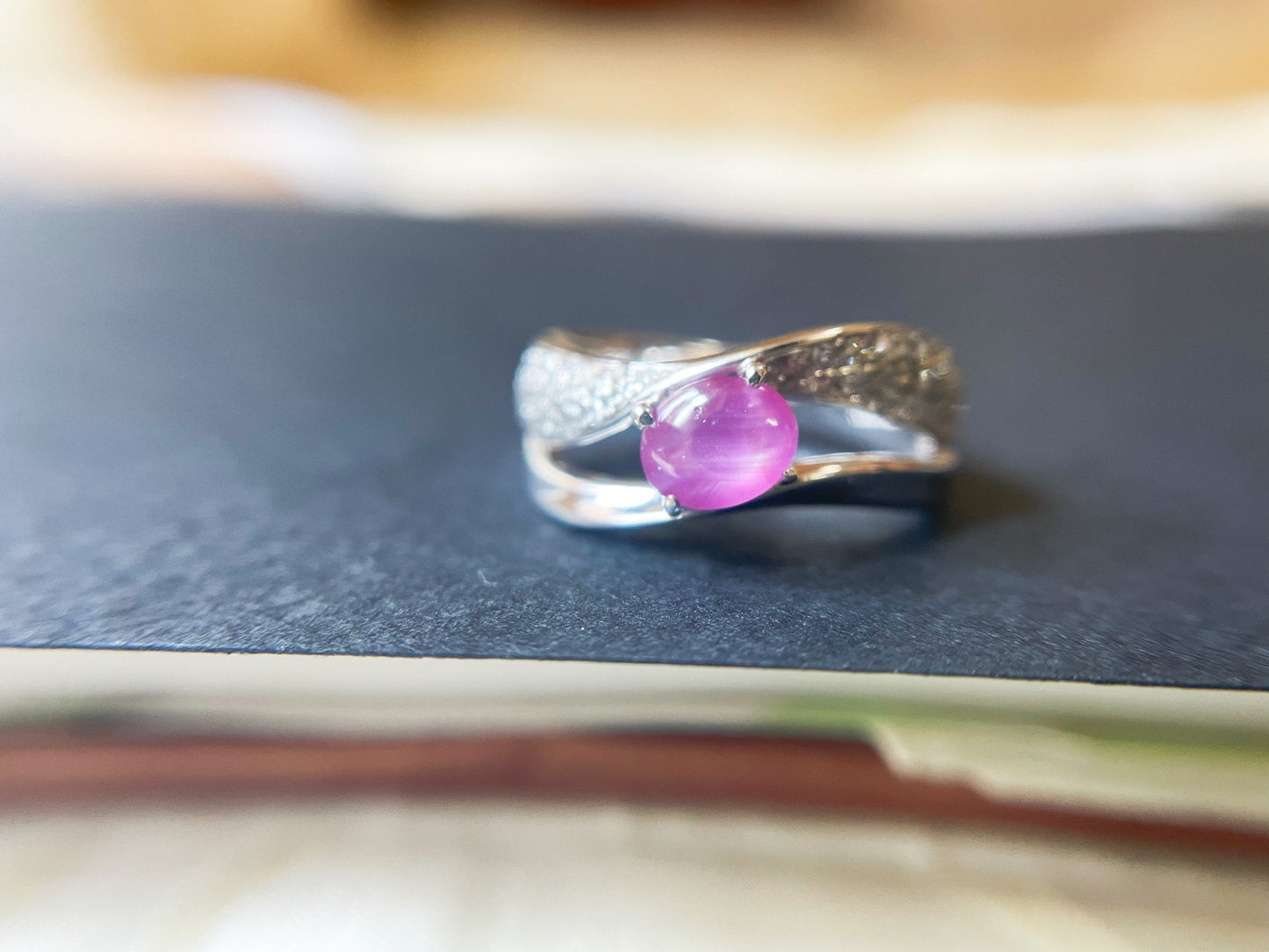Platinum White Gold Ring with Natural Myanmar Star Ruby and Diamond