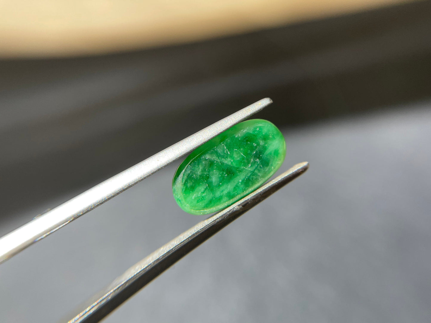 Vivid Green Saddle Cut Jadeite Gemstone