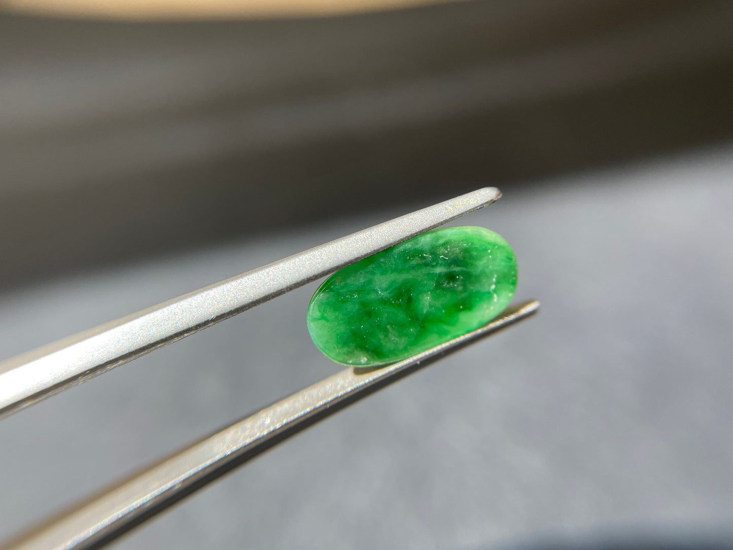 Vivid Green Saddle Cut Jadeite Gemstone