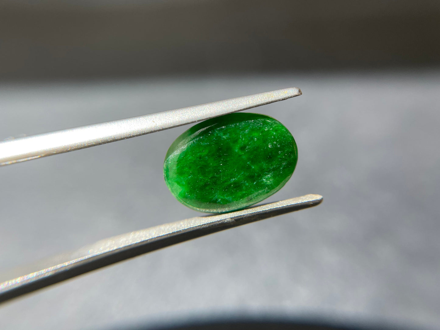 Intense Green Jadeite Cabochon Gemstone
