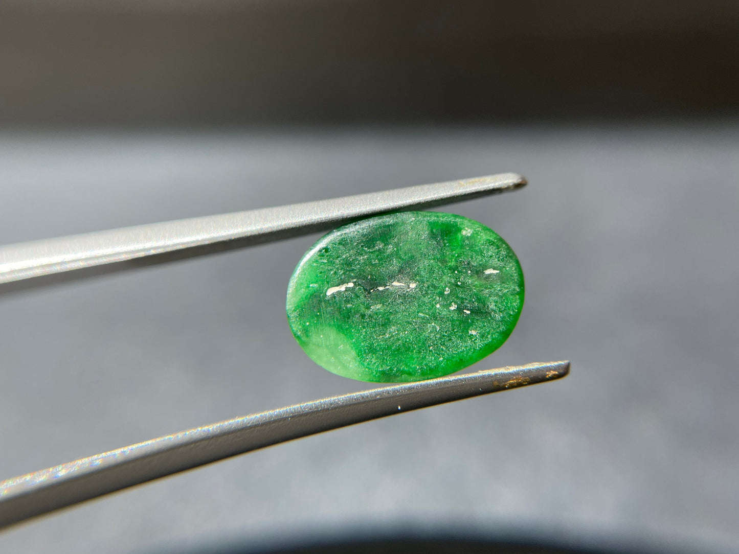 Intense Green Jadeite Cabochon Gemstone