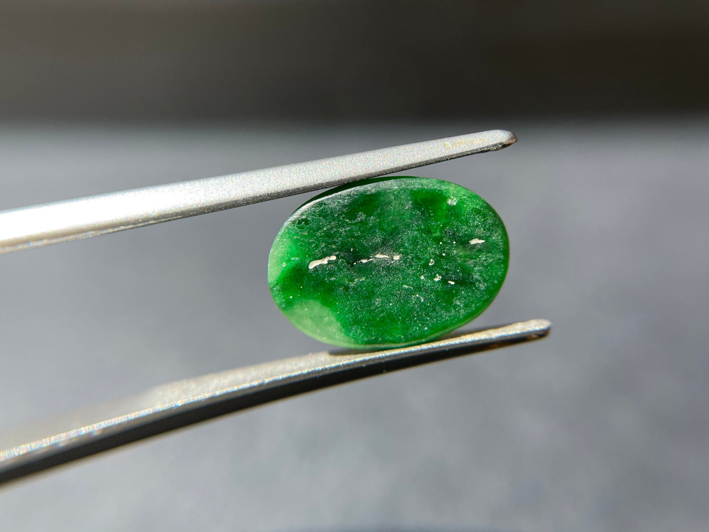 Intense Green Jadeite Cabochon Gemstone