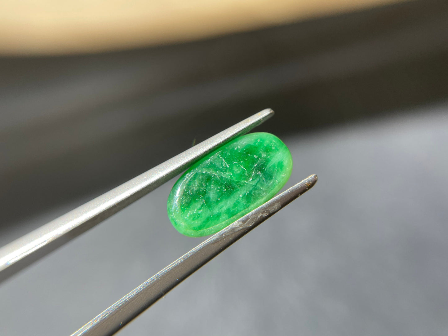 Vivid Green Saddle Cut Jadeite Gemstone