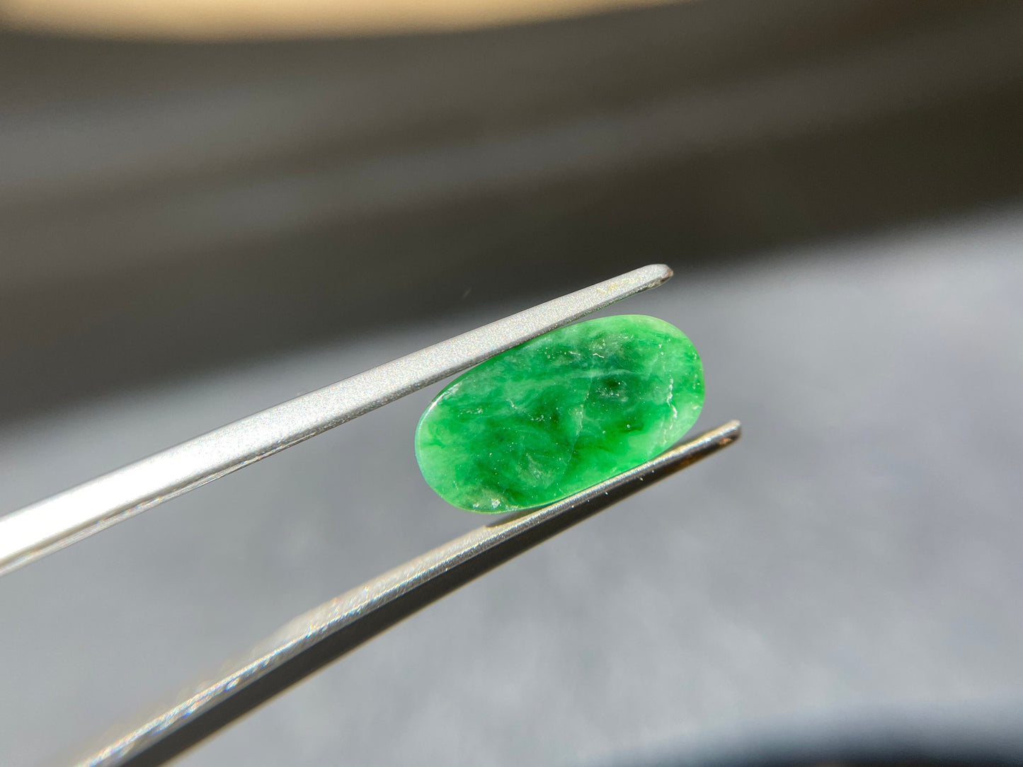Vivid Green Saddle Cut Jadeite Gemstone