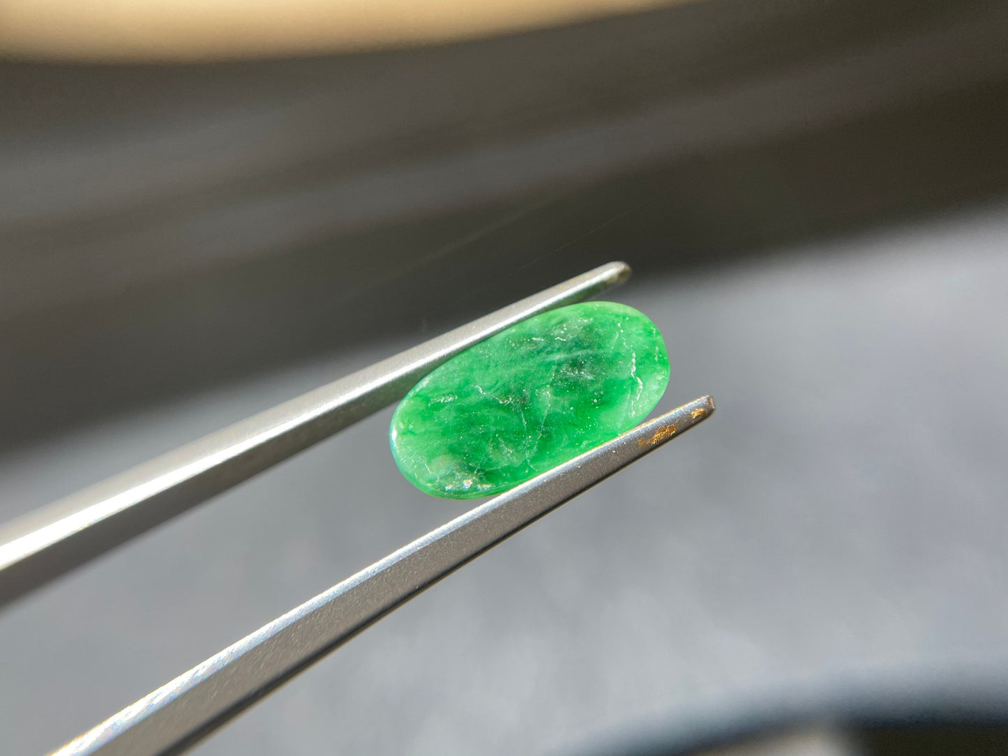 Vivid Green Saddle Cut Jadeite Gemstone