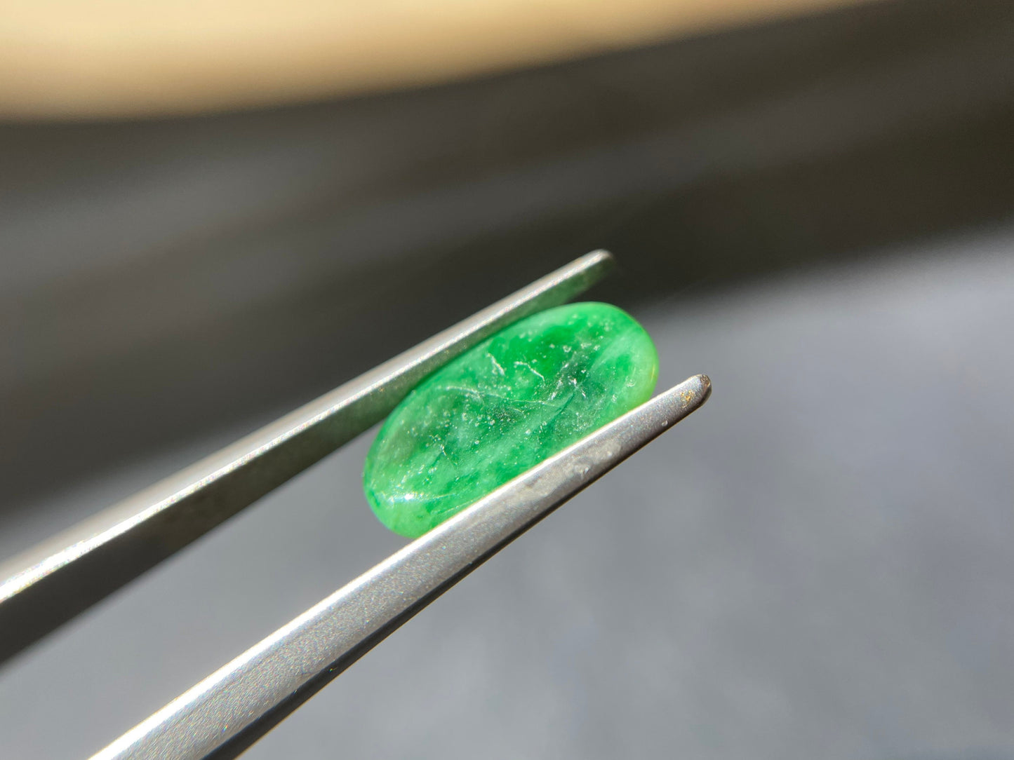 Vivid Green Saddle Cut Jadeite Gemstone