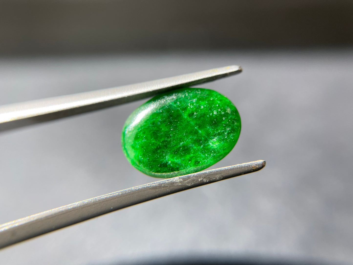 Intense Green Jadeite Cabochon Gemstone