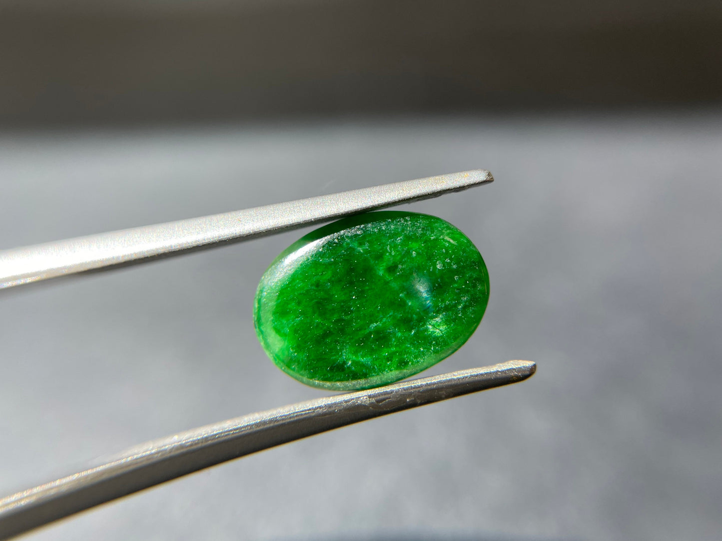 Intense Green Jadeite Cabochon Gemstone