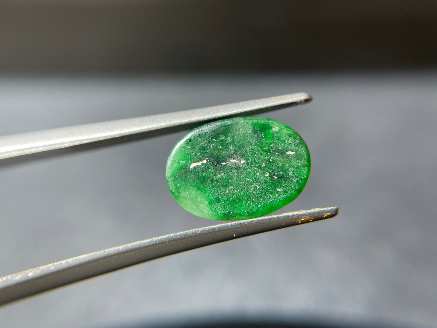 Intense Green Jadeite Cabochon Gemstone