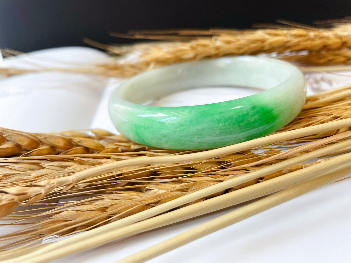 Vivid Green Jade Bangle - 55.6 mm