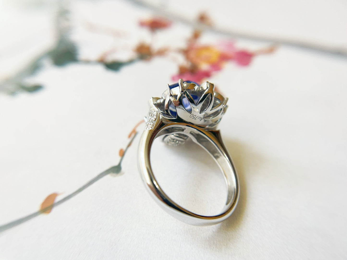18K White Gold Blue Sapphire Ring and Pendant with Diamonds - Versatile Two-Way Design