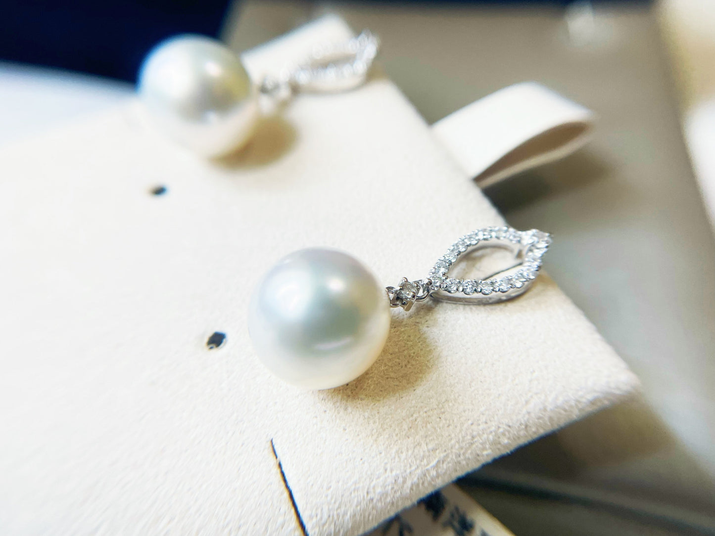 18K White Gold South Sea Pearl and Diamond Earrings