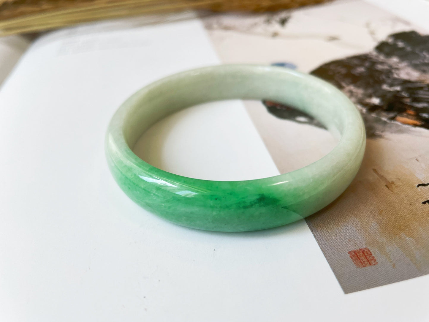 Vivid Green Jade Bangle - 55.6 mm