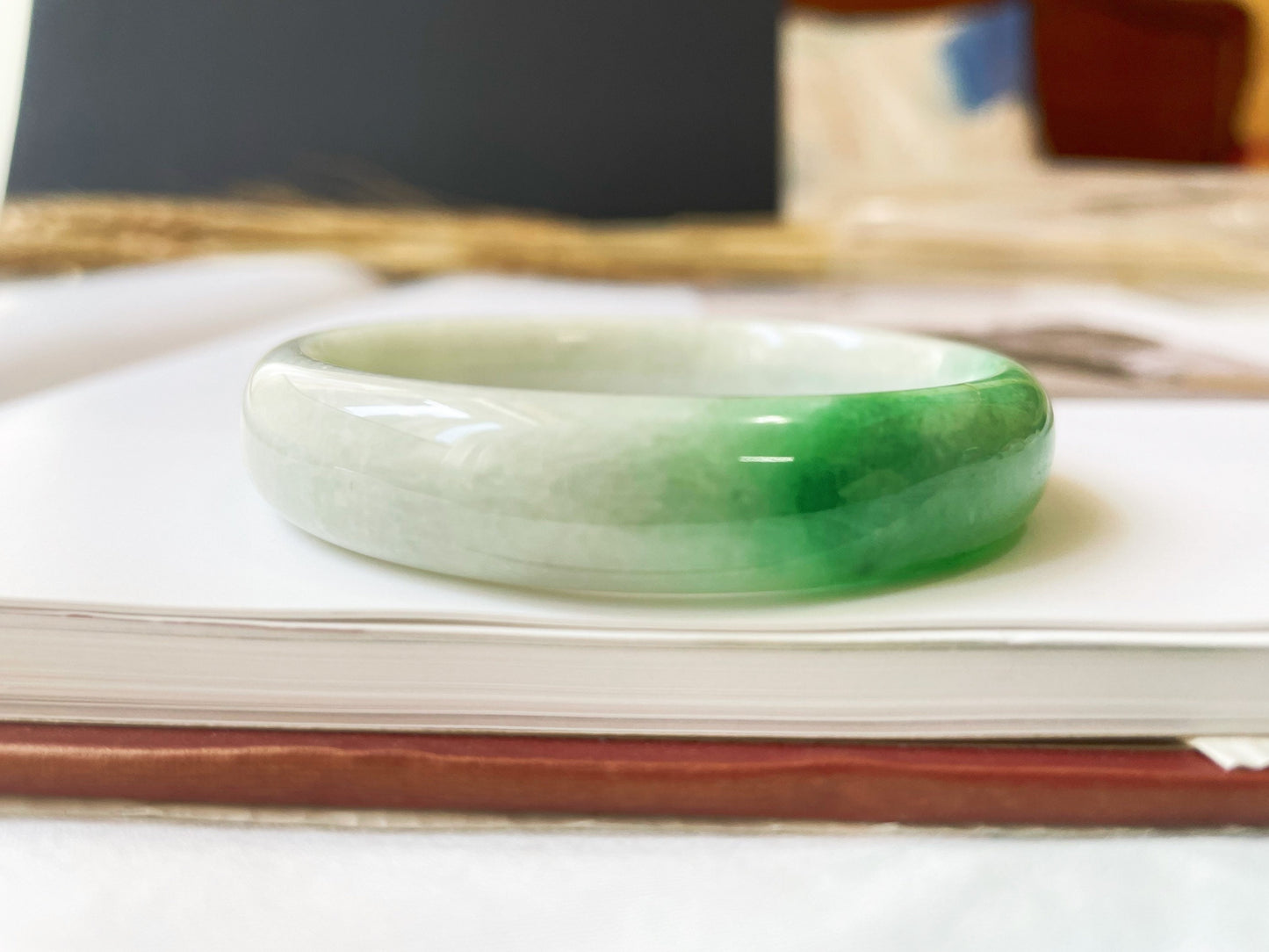 Vivid Green Jade Bangle - 55.6 mm