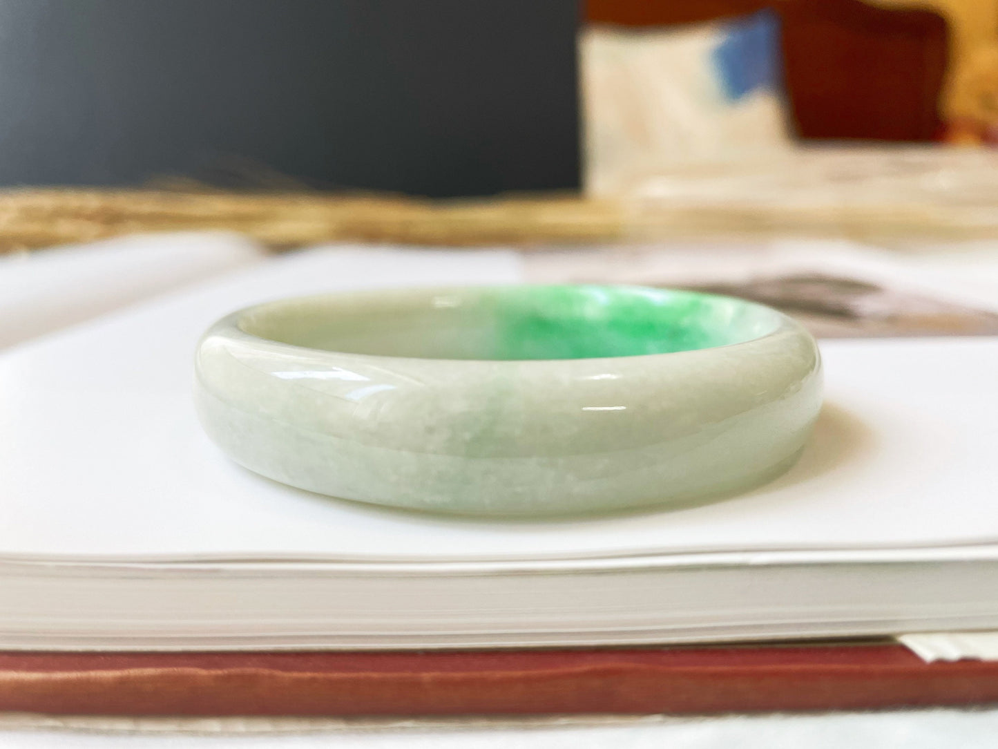 Vivid Green Jade Bangle - 55.6 mm
