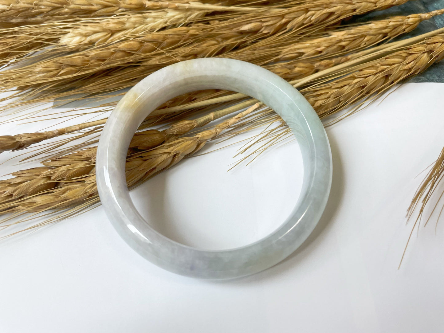 Tri-Color Jade Bangle - 54.9mm