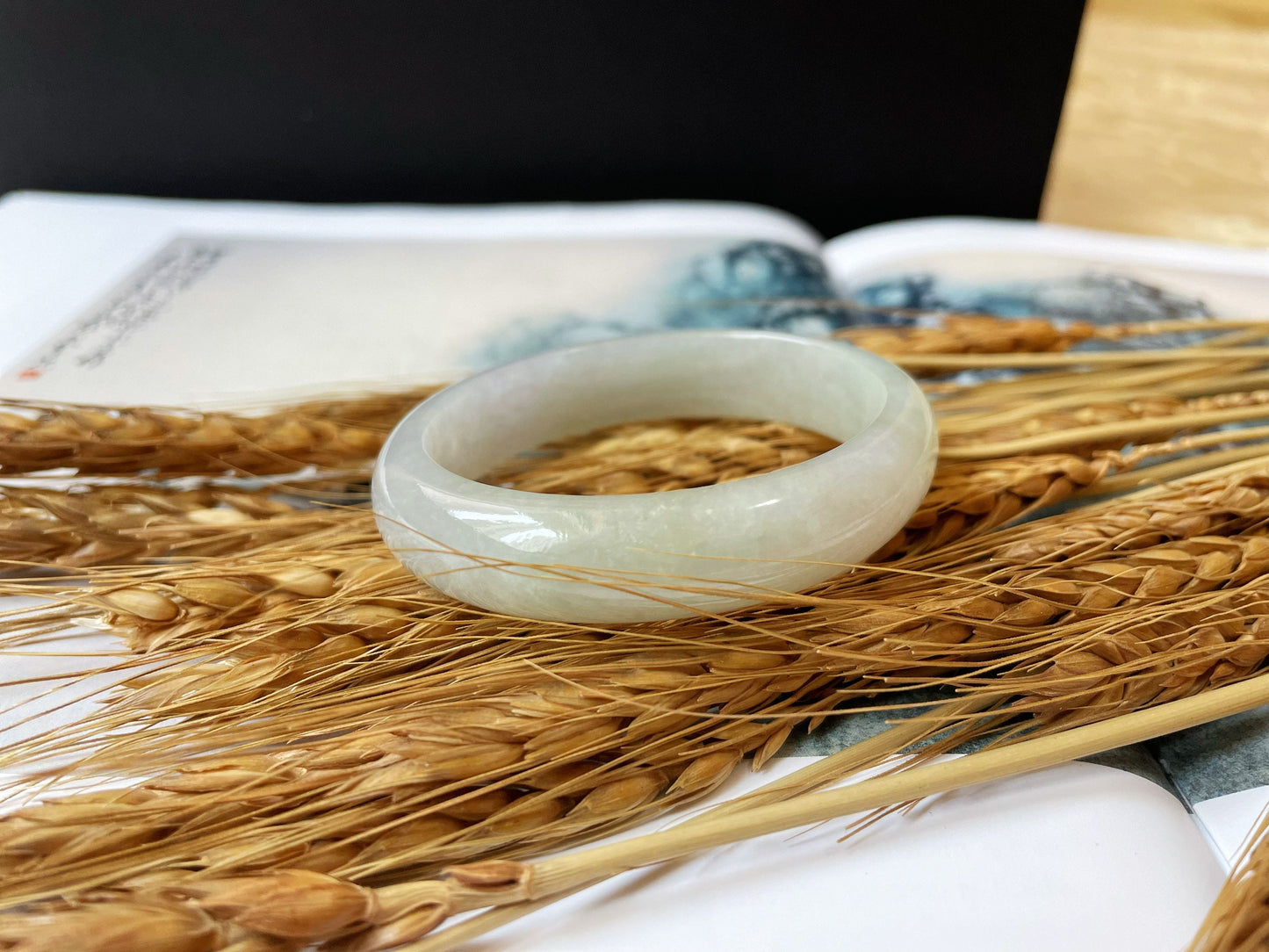 Light Green Jadeite Jade Bangle Oval Bracelet - 53.8 x 48.8 mm