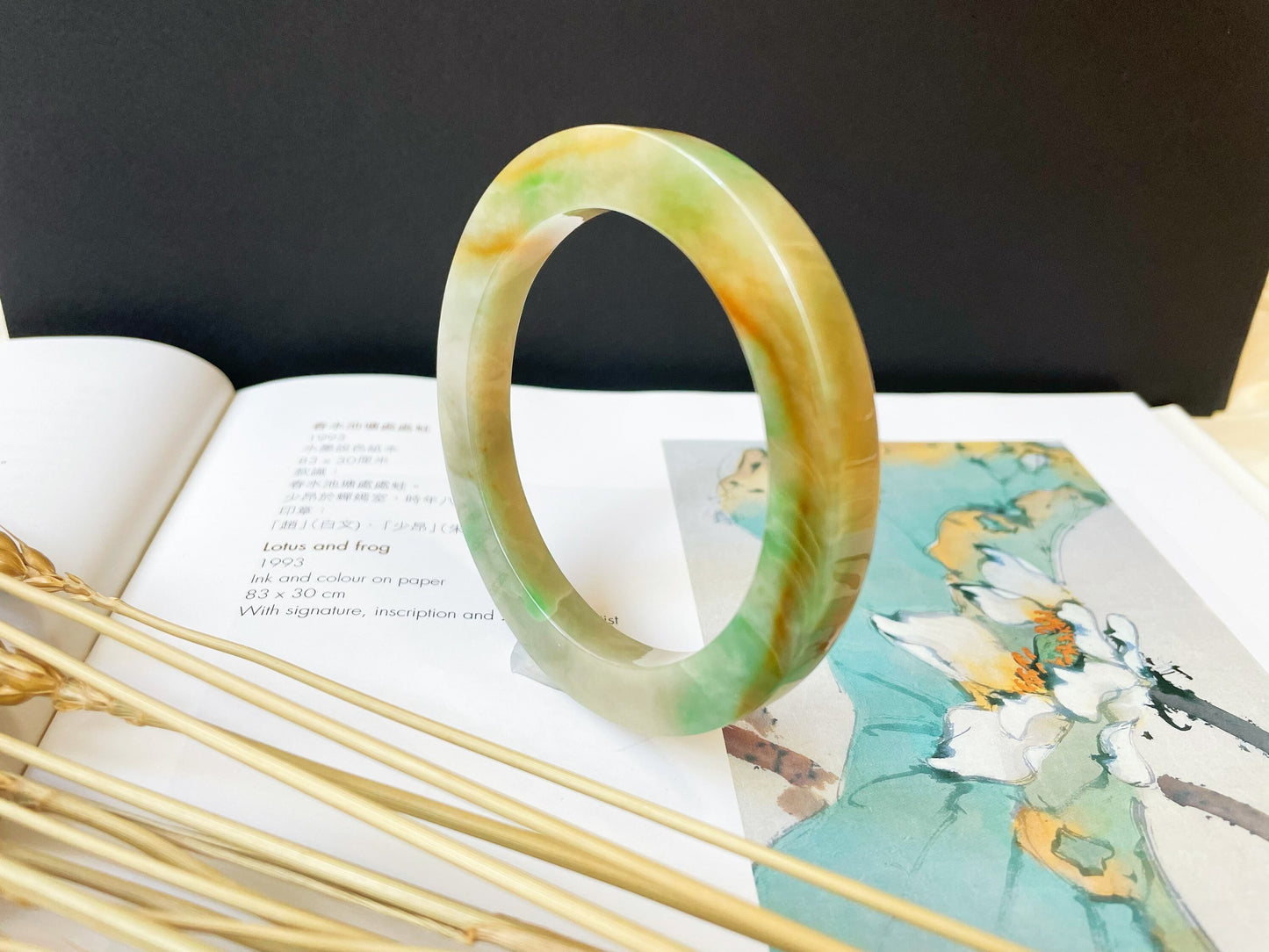 Rare Tri-color Jade Bangle - 60.9 mm