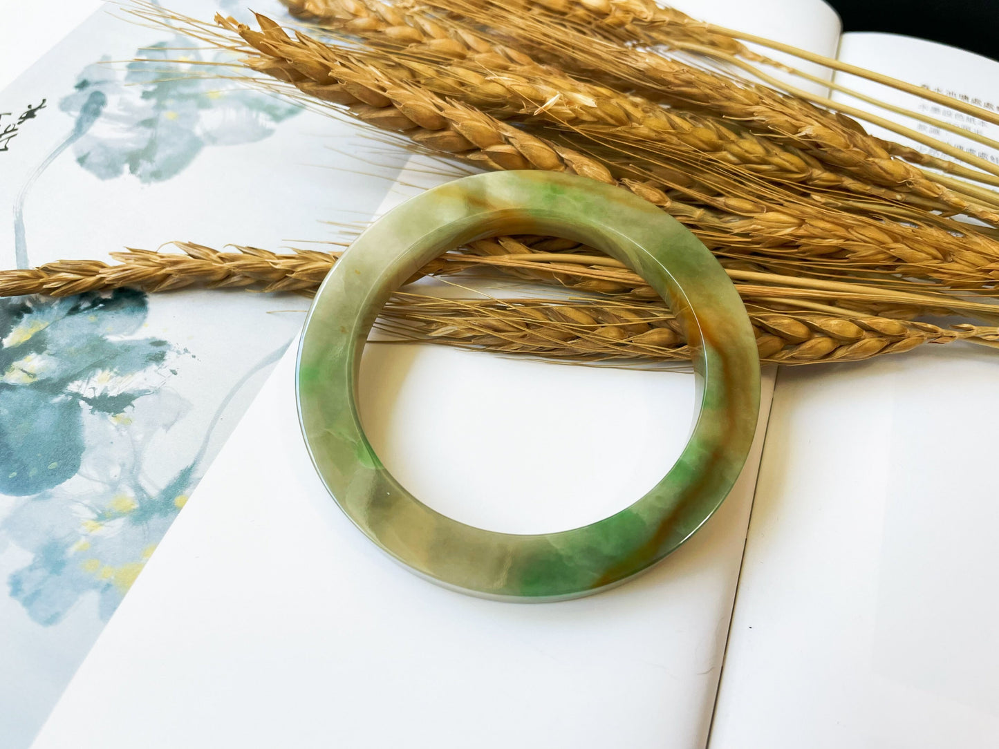 Rare Tri-color Jade Bangle - 60.9 mm