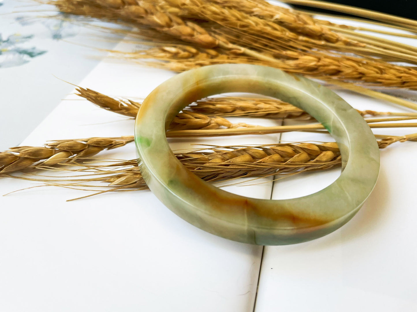 Rare Tri-color Jade Bangle - 60.9 mm