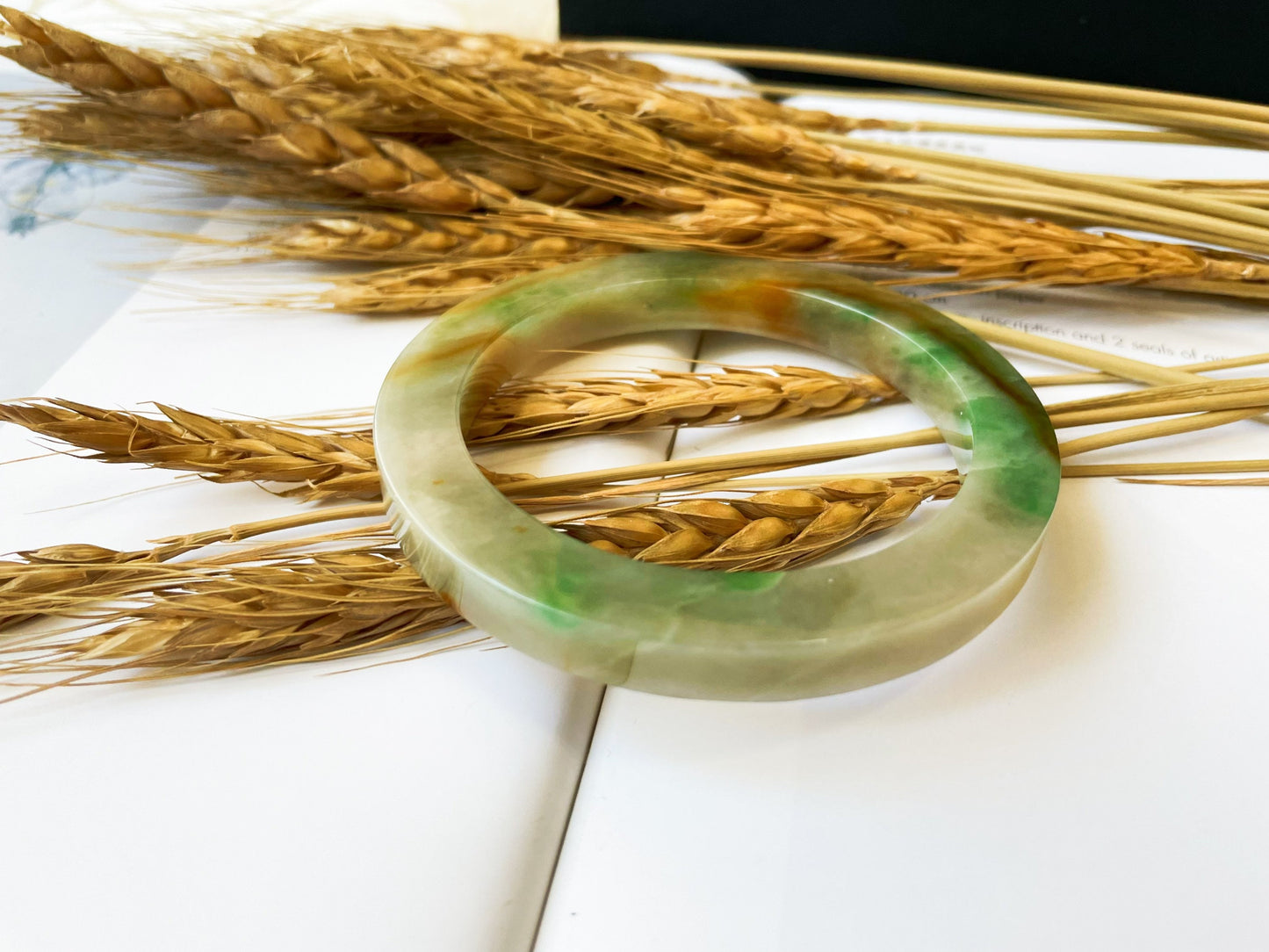 Rare Tri-color Jade Bangle - 60.9 mm